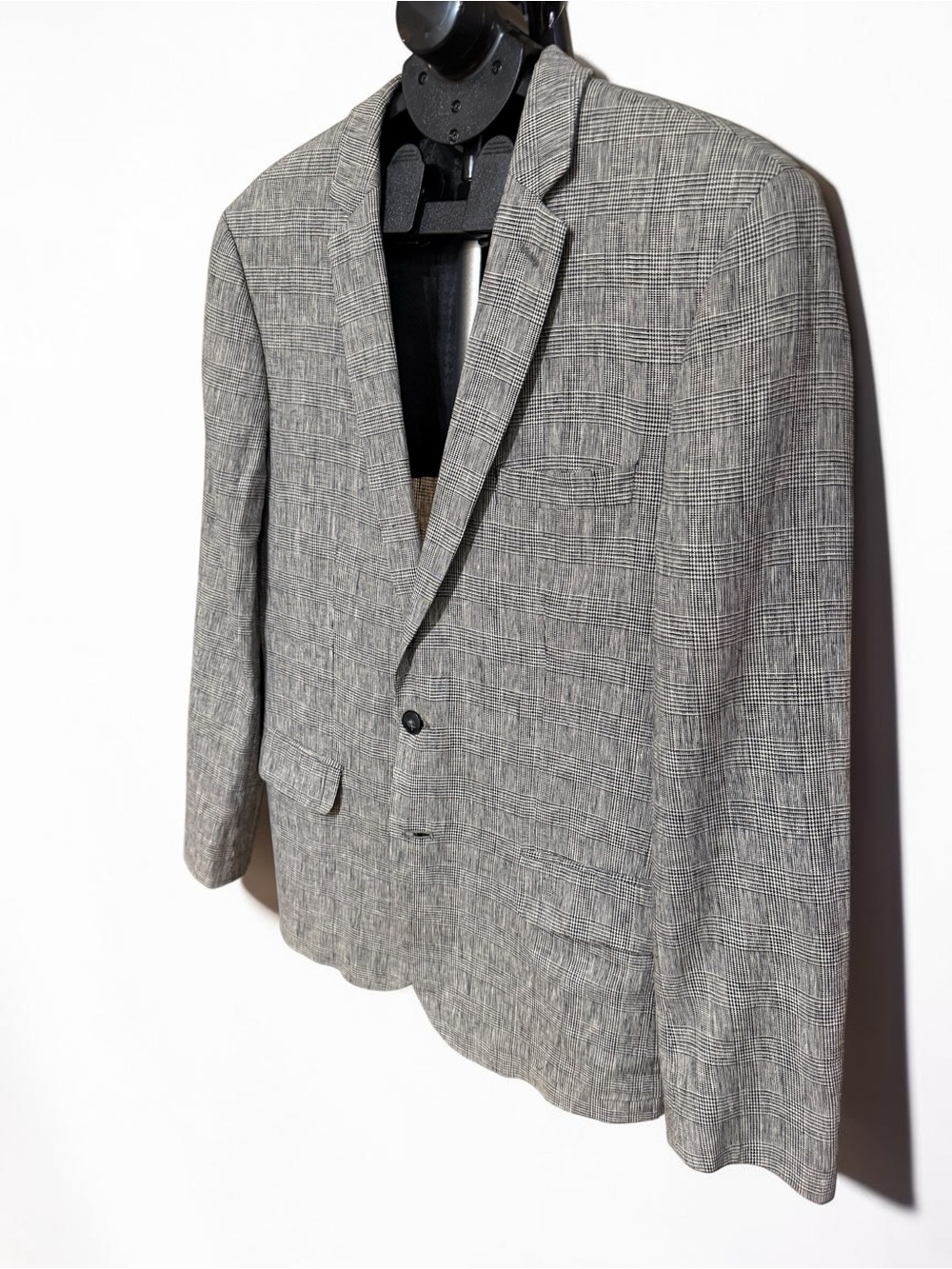 John Varvatos USA 42R Gray Glen Plaid Linen Cotton Blazer Sport Coat